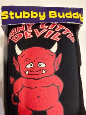 Horny Little Devil "Stubby Buddy" is a novelty drink cooler hold beverage cans